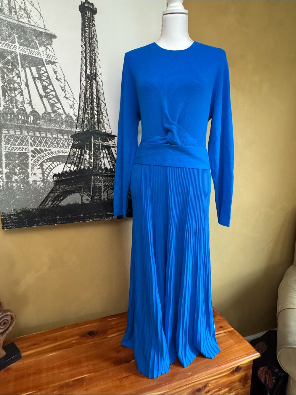 Talbots Bright Blue Ribbed Knit Sweater Dress New with Tags XL